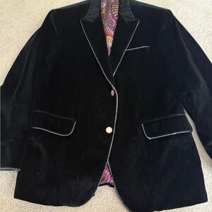 Robert Graham Black Velvet Blazer with Purple Lining